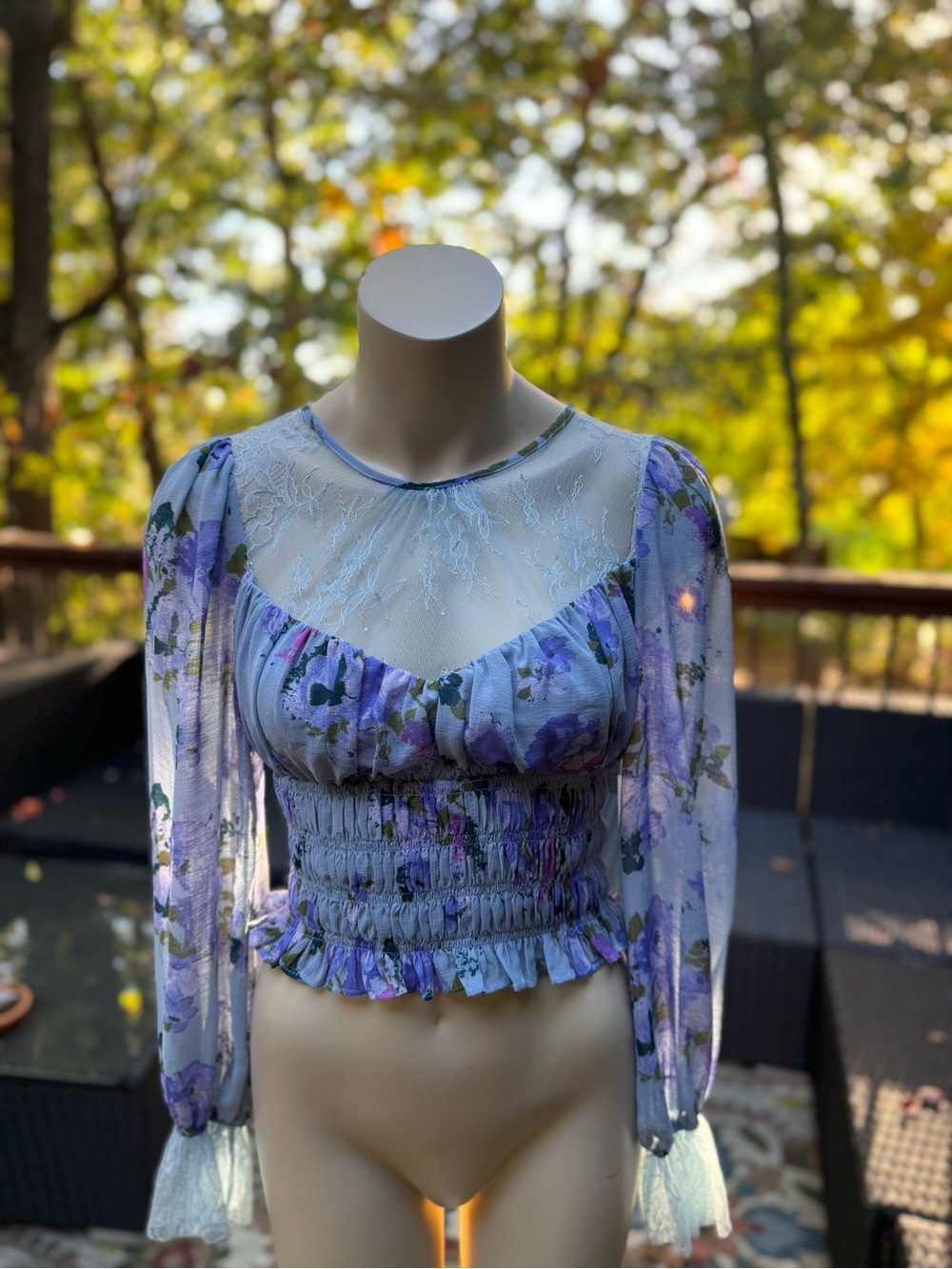NWT* Free People Daphne Floral Sheer Lace Top